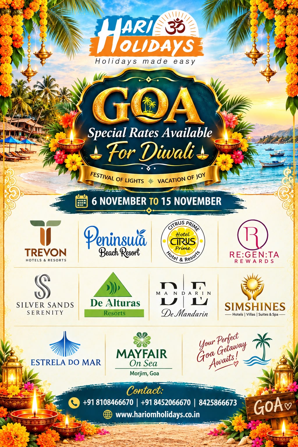 Goa Special Rates Available For Diwali